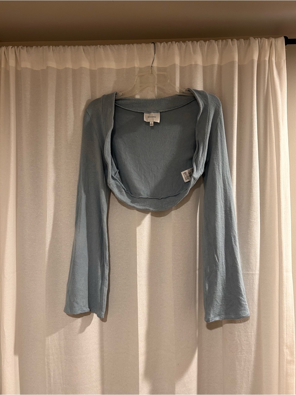 Reformation Light Blue Cropped Bolero Shrug
